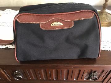 Beauty-case samsonite marrone, tela e pelle
