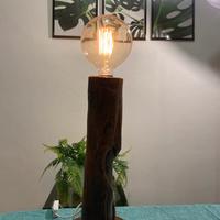 Lampada bajour fatta a mano con legno artigianale