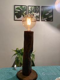 Lampada bajour fatta a mano con legno artigianale