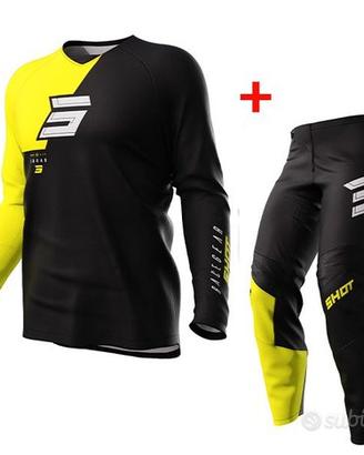 COMPLETO MOTO CROSS MAGLIA + PANTALONE SHOT GIALLO