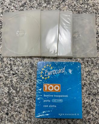4 custodie CD-DVD +83 buste trasparenti per CD-DVD