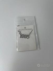 Collana 1995 in acciaio inossidabile argento Y2K