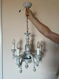 Lampadario vintage in ceramica di Capodimonte