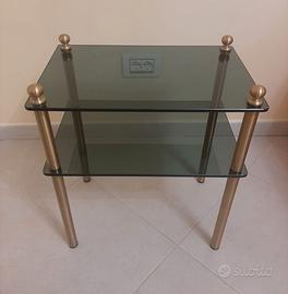 Tavolino in ottone e vetro fumé anni 70