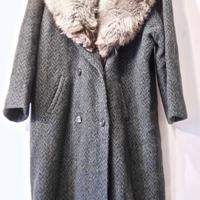 Cappotto lana verde collare pelliccia Vintage '70