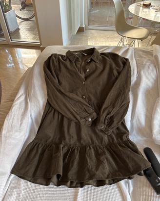 Vestito velluto verde oliva