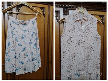 Gonna e camicia beige