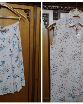 Gonna e camicia beige