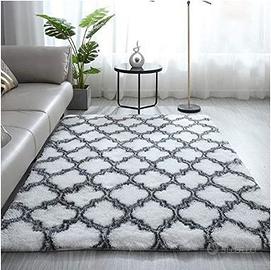 Tappeto Salotto Pelo Lungo bianco 120 x 160