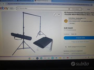stativi per fondali compreso 2 fondali bianco e ne