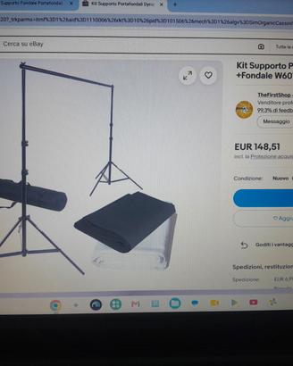 stativi per fondali compreso 2 fondali bianco e ne