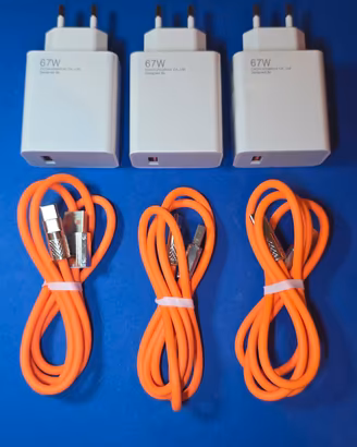 Set di 3 Caricatori Rapidi 67w + 3 Cavi USB-C