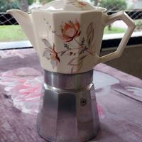 Caffettiera Moka Vintage Alpu  Porcellana e Allumi