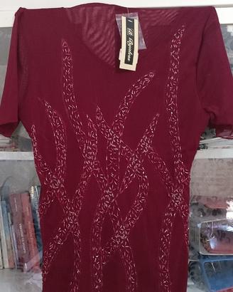 Maglia Donna Elegante Bordeaux Byaless con Ricami