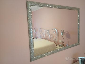 Specchio da parete moderno Argento Glitter / Crist