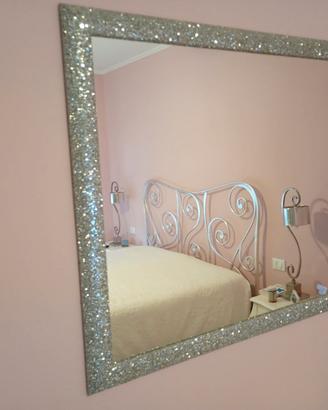 Specchio da parete moderno Argento Glitter / Crist