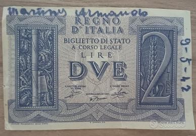 banconota 2 lire 1942