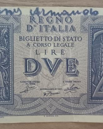 banconota 2 lire 1942