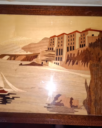Vassoio vintage sorrentino di legno