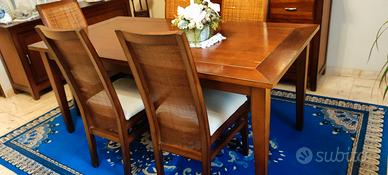 Tavolo 180 x 90 e 6 sedie IN LEGNO MASSELLO