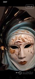 Maschera Veneziana Vintage In Ceramica Modellata A