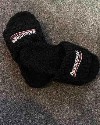 Sandali slide furry Balenciaga