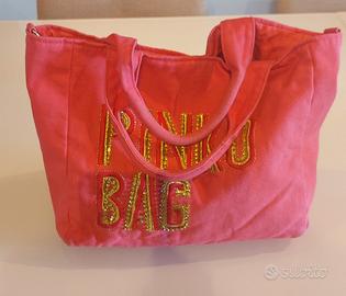 PINKO borsa in cotone con applicazioni 
