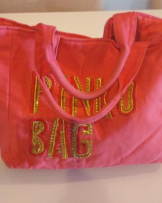PINKO borsa in cotone con applicazioni 
