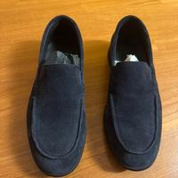 Mocassino blu in camoscio