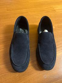 Mocassino blu in camoscio