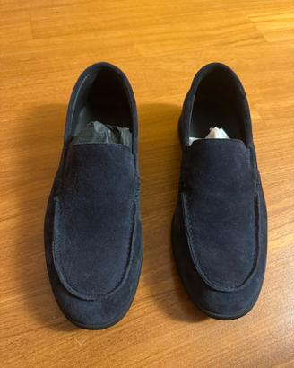 Mocassino blu in camoscio