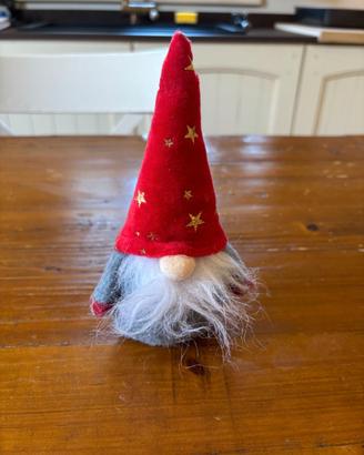 Gnomo Babbo Natale decorativo H18cm cappello rosso