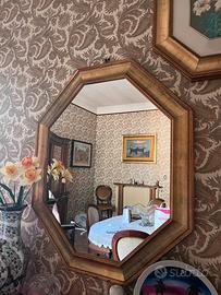 Specchio fatto a mano con cornice oro in legno