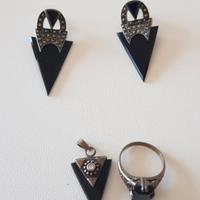 Completo in argento e onice nero