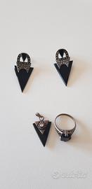 Completo in argento e onice nero