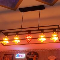 super lampadario ferro rettangolare nero 5 luci 