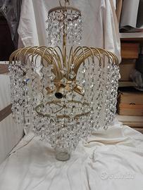 Lampadario ottone e cristallo