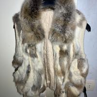Gilet in Vera Pelliccia Coniglio e Volpe taglia S