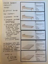 2 lettini bimbi con materassi 70x160