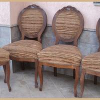 Sedie set di 4 in noce luigi filippo a medaglion