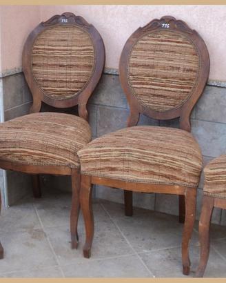 Sedie set di 4 in noce luigi filippo a medaglion