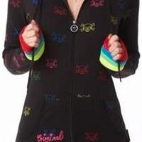 felpa dark Criminale Damage con cappuccio e teschi