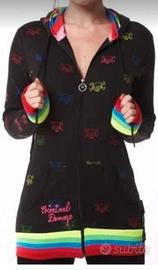 felpa dark Criminale Damage con cappuccio e teschi