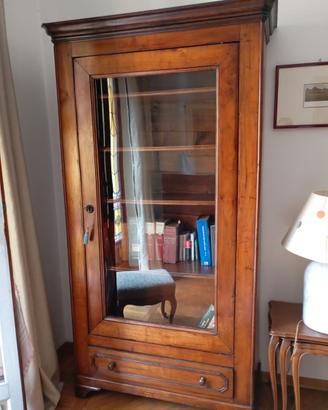 Vetrinetta libreria in legno e anta in vetro