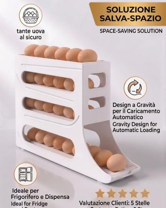 portauova a cascata salva-spazio frigo