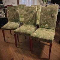 Sei 6 sedie legno con tre 3 federe artigianali