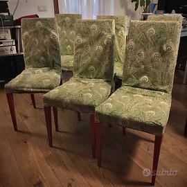 Sei 6 sedie legno con tre 3 federe artigianali