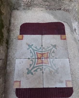 Antiche mattonelle Cementine cm. 20x20, 4 pezzi