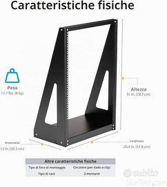 Rack da tavolo 19" 16U con 3 ripiani 2U