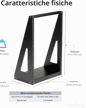 Rack da tavolo 19" 16U con 3 ripiani 2U